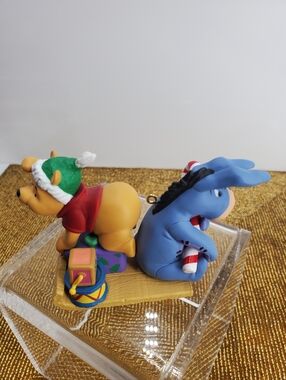 Disney Hallmark Winnie the Pooh Look Out  Eeyore with Candy Cane Sled Ornament
